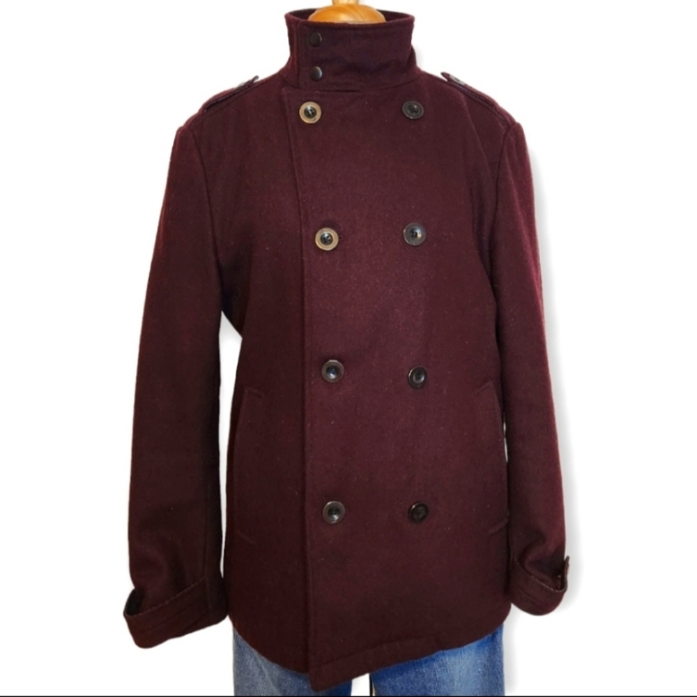 Kenneth Cole Wool Peacoat Sz S Maroon